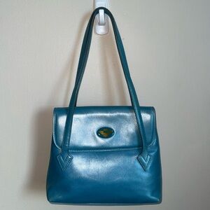 Bottega Veneta Authentic Pearlescent Shiny Blue Shoulder Bag Vintage
